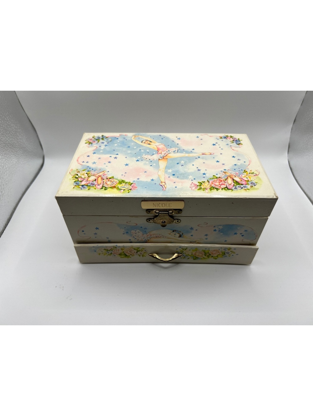 Vintage Lillian Vernon Spinning Ballerina Music Jewelry Box Pink Velvet Liner